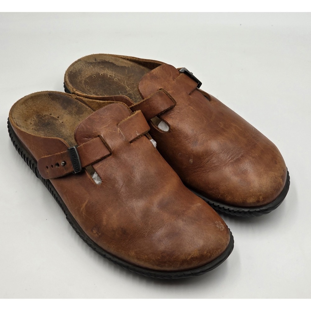 Mephisto Nathan Clog Brown Sandal Shoe Slip-On Leather Size EU 39/US Women's 9